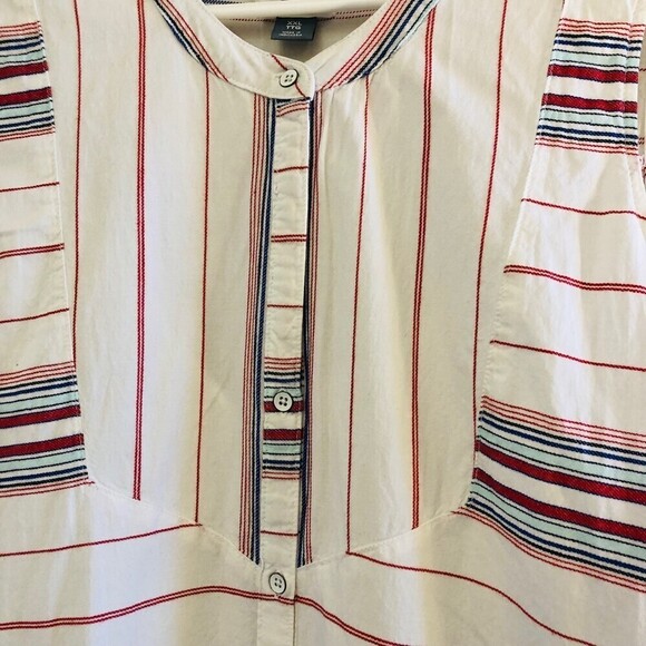 Old Navy Size XXL Tank Dress Linen Striped Button Down 100% Cotton Beachy Flowy - Picture 2 of 7